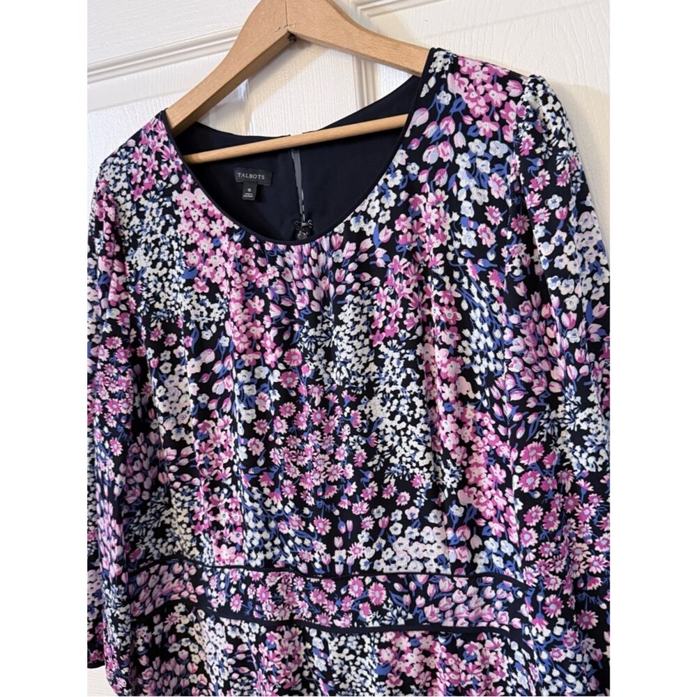 Talbots Blue & Pink Floral Midi Dress 16